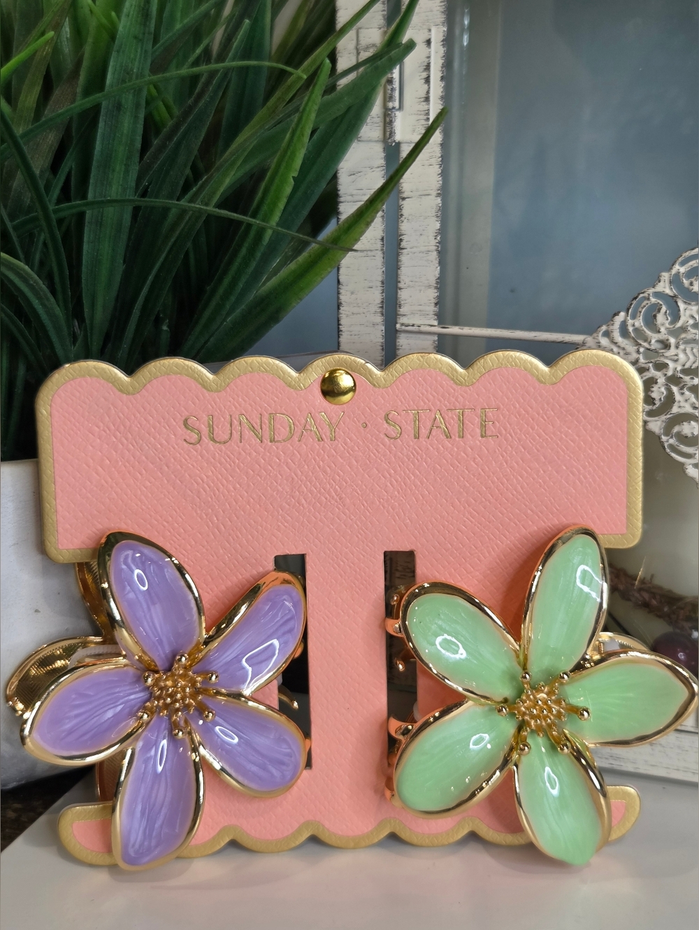 Sunday State Floral  Lavender & Mint Hair Clips